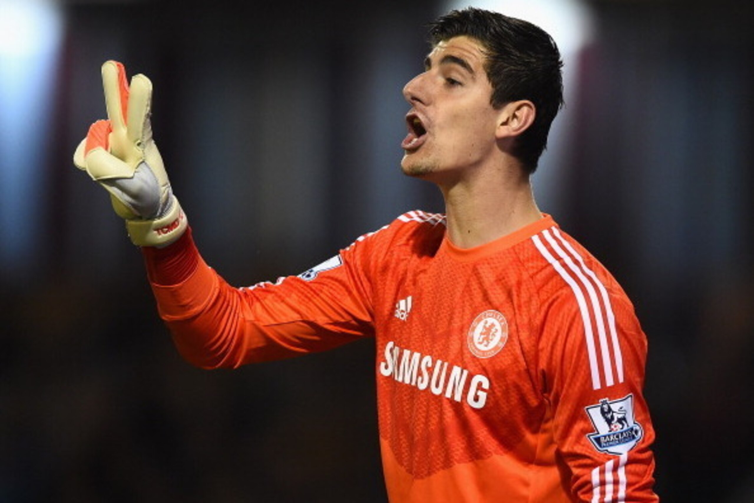 BURNLEY, ENGLAND - AUGUST 18: Thibaut Courtois of Chelsea looks on during the Barclays Premier League match between Burnley and Chelsea at Turf Moor on August 18, 2014 in Burnley, England.  (Photo by Laurence Griffiths/Getty Images)