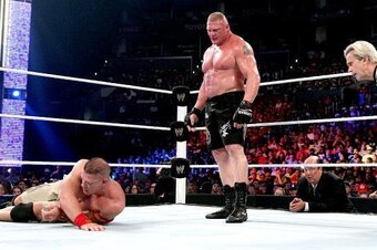 Brock Lesnar eyes his prey.