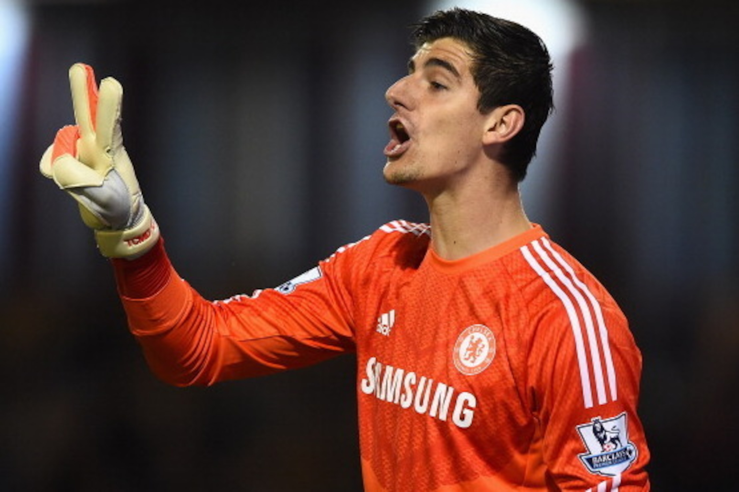 BURNLEY, ENGLAND - AUGUST 18: Thibaut Courtois of Chelsea looks on during the Barclays Premier League match between Burnley and Chelsea at Turf Moor on August 18, 2014 in Burnley, England.  (Photo by Laurence Griffiths/Getty Images)