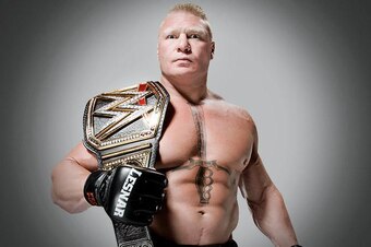 Lesnar with the title