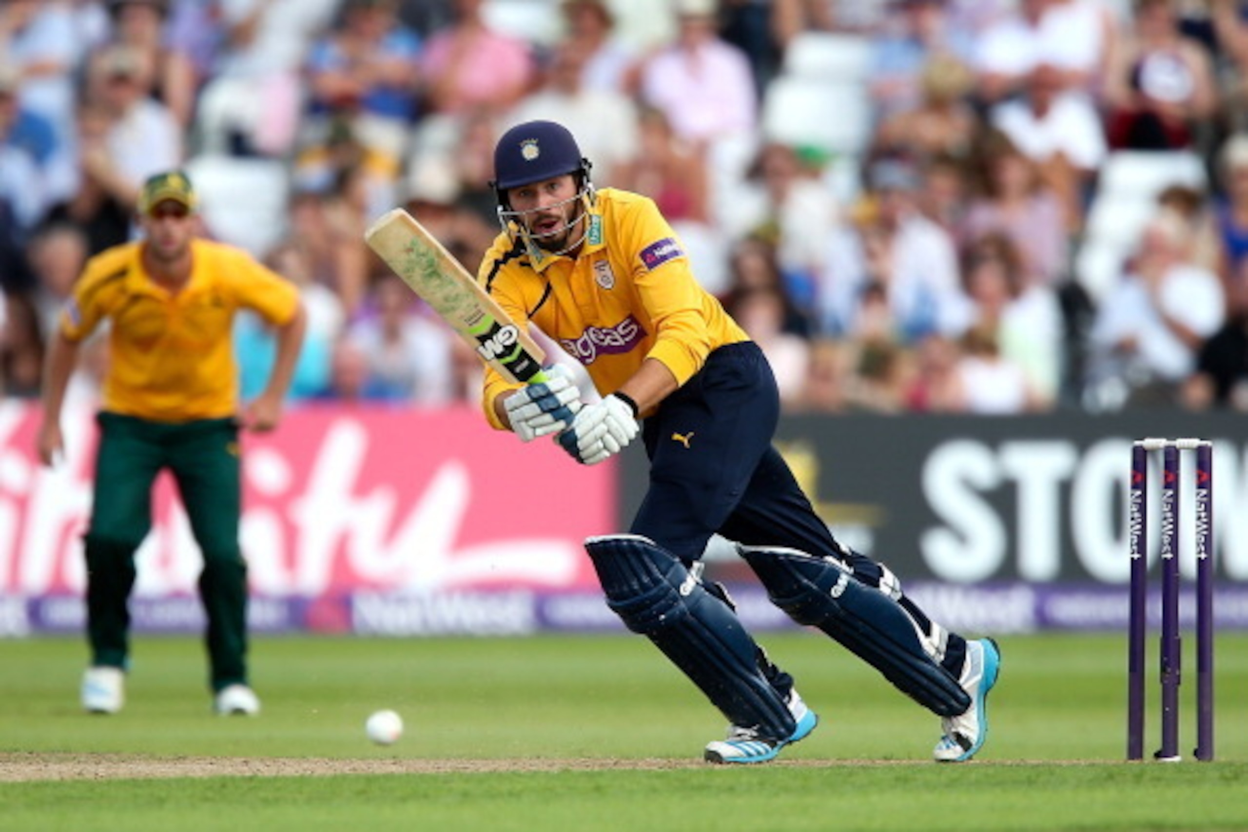 NOTTINGHAM, ENGLAND - AUGUST 03: James Vince of Hampshire in action during the Natwest T20 Blast Quarter Final match between Nottinghamshire Outlaws and Hampshire at Trent Bridge on August 3, 2014 in Nottingham, England.  (Photo by Ben Hoskins/Getty Image