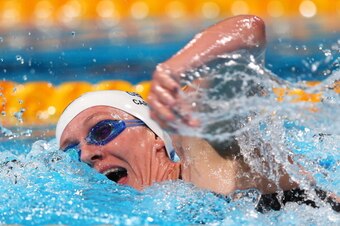 BARCELONA, SPAIN - AUGUST 02:  Jazmin Carlin of Great Britain competes during the Swimming Women's 800m Freestyle preliminaries heat three on day fourteen of the 15th FINA World Championships at Palau Sant Jordi on August 2, 2013 in Barcelona, Spain.  (Ph