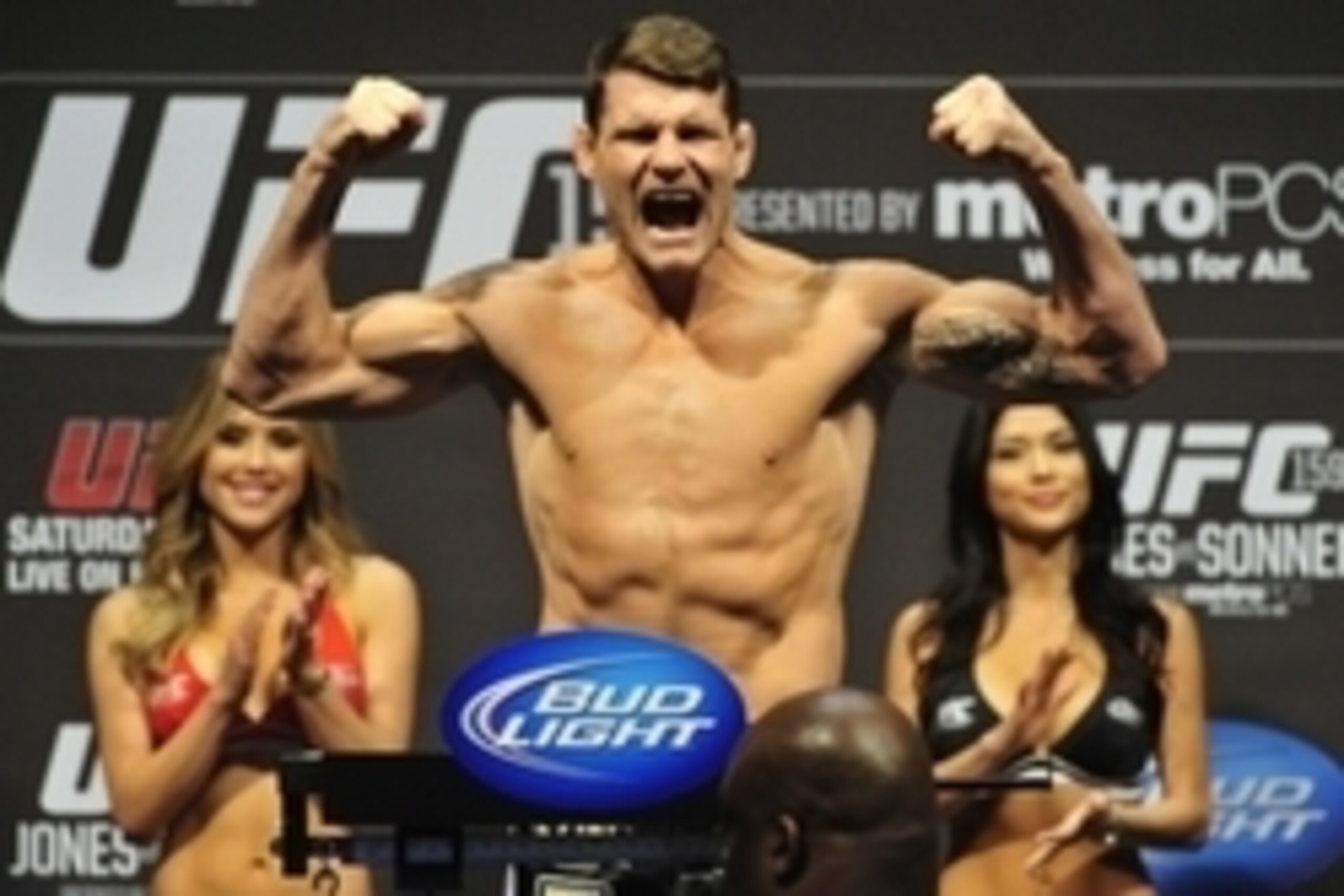 Apr 26, 2013; Newark, NJ, USA; Michael Bisping weighs in for his middleweight bout against Alan Belcher (not pictured) at the Prudential Center.Mandatory Credit: Joe Camporeale-USA TODAY Sports