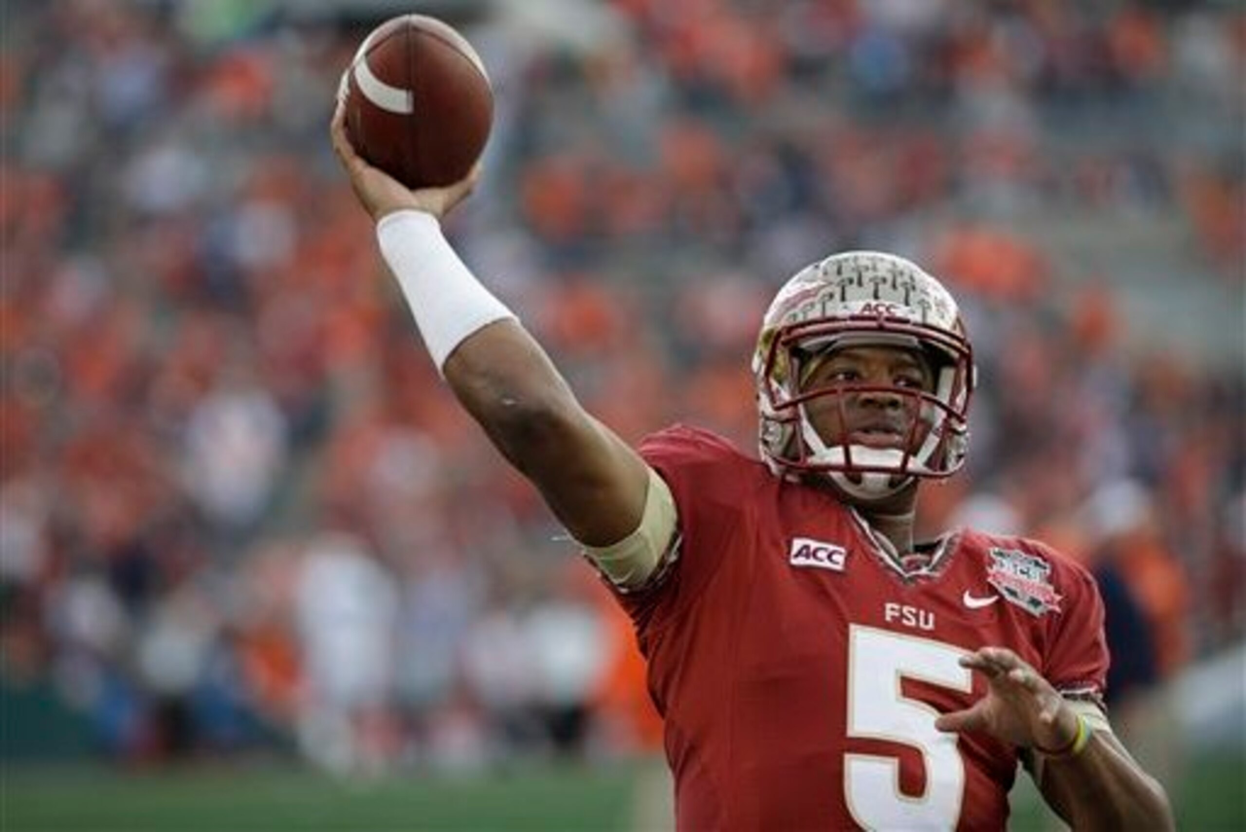 Winston, also a pitcher for the Florida State baseball team, has an unorthodox throwing motion.