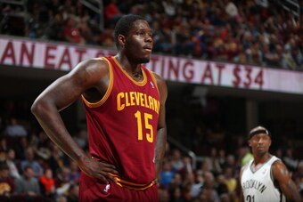 CLEVELAND, OH - OCTOBER 30: Anthony Bennett #15 of the Cleveland Cavaliers stands against the Brooklyn Nets during a game at the Quicken Loans Arena on October 30, 2013 in Cleveland, Ohio. NOTE TO USER: User expressly acknowledges and agrees that, by down