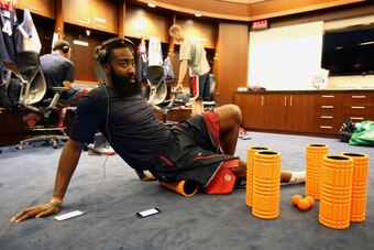 NEW YORK, NY - AUGUST 22:  James Harden #13 of the USA Basketball Men's National Team prior to playing a game against the Puerto Rico Basketball Men's National Team on August 22, 2014 at Madison Square Garden in New York, New York.  NOTE TO USER: User exp