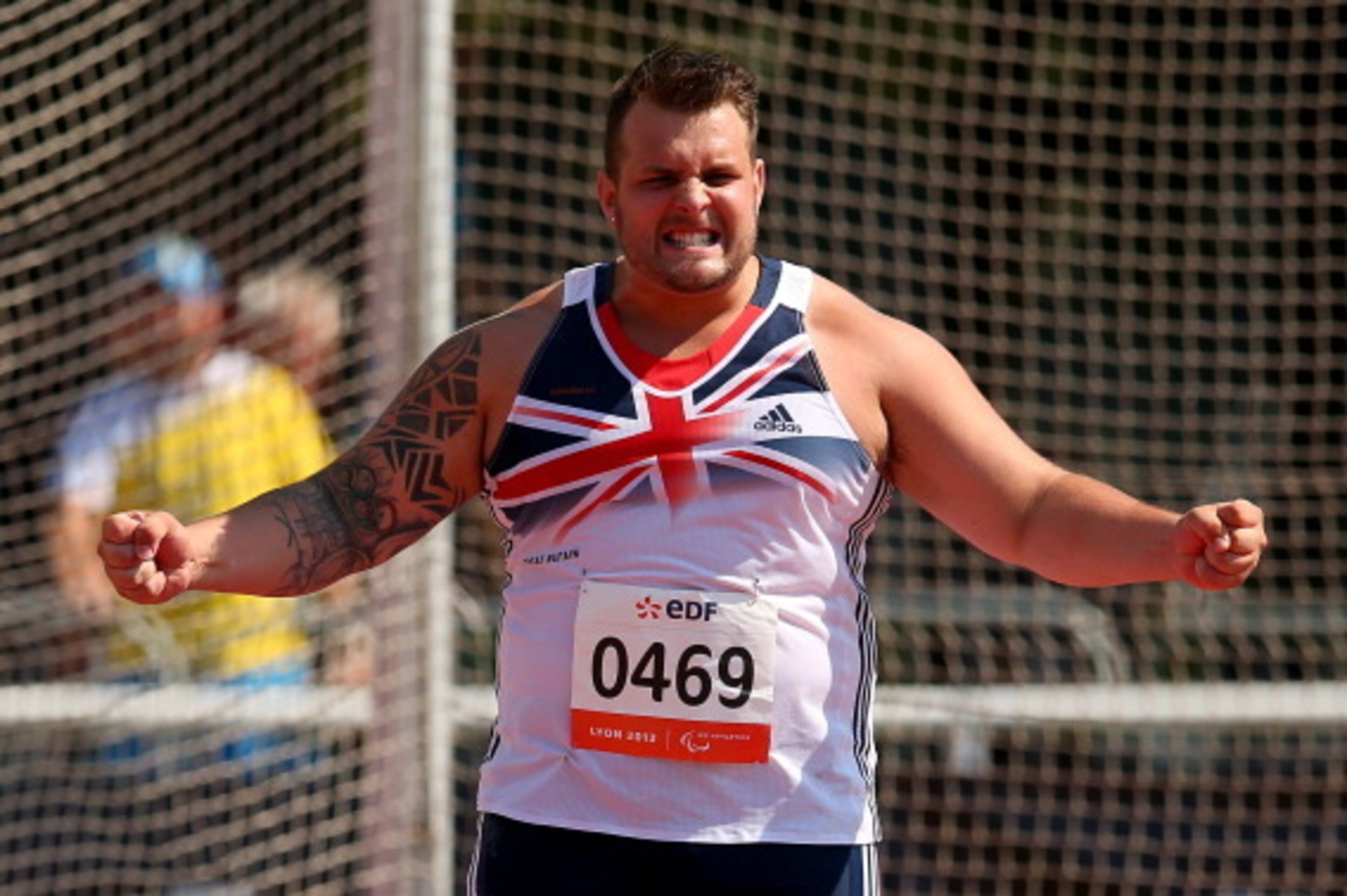 LYON, FRANCE - JULY 23: Aled Davies of Great Britain celebrates his World Record throw in the Men's Discus F42 during day four of the IPC Athletics World Championships on July 23, 2013 in Lyon, France. (Photo by Julian Finney/Getty Images) LYON, FRANCE - JULY 23: Aled Davies of Great Britain celebrates his World Record throw in the Men's Discus F42 during day four of the IPC Athletics World Championships on July 23, 2013 in Lyon, France. (Photo by Julian Finney/Getty Images)