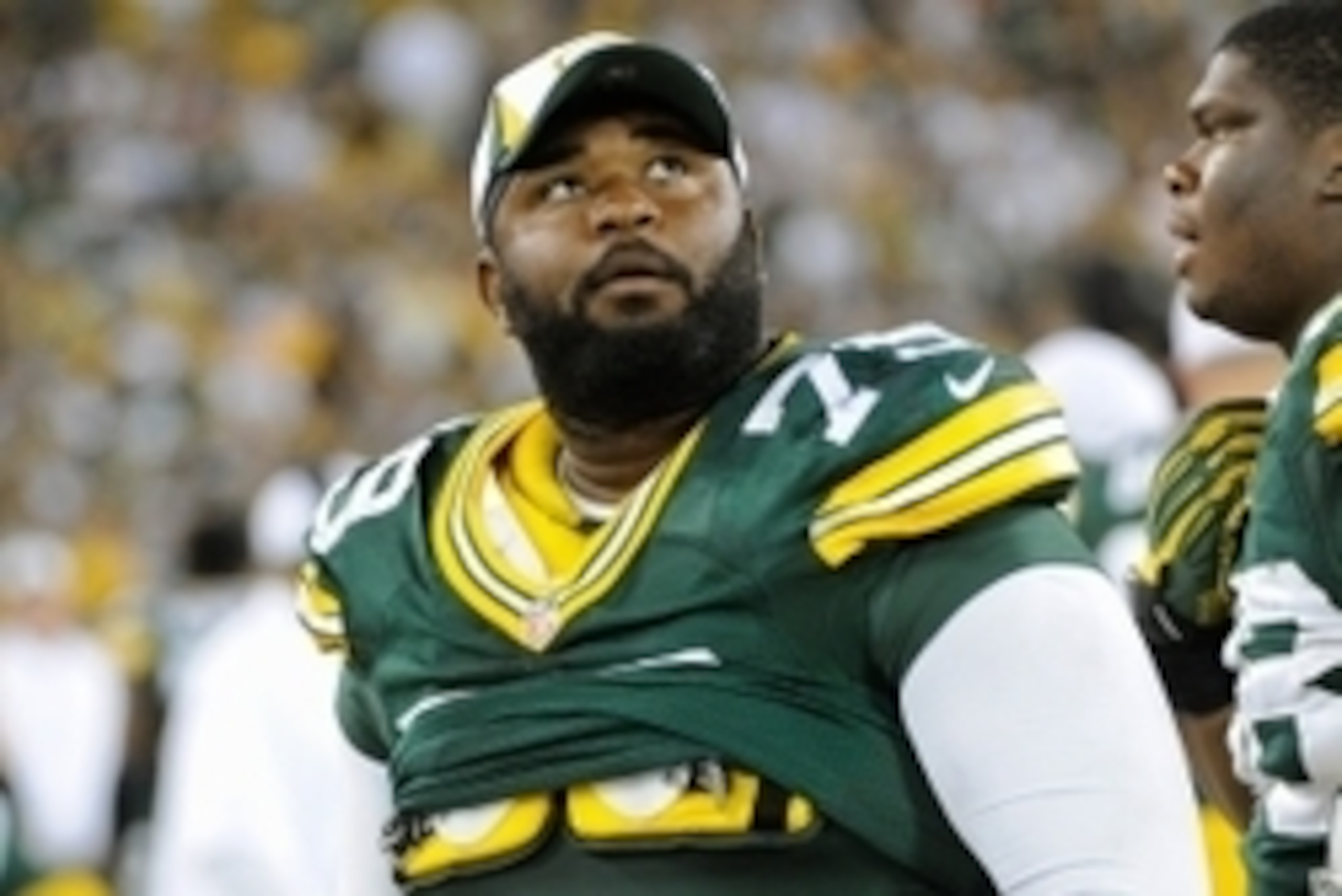 Aug 23, 2013; Green Bay, WI, USA;  Green Bay Packers defensive tackle Ryan Pickett (79) during the game against the Seattle Seahawks at Lambeau Field. Mandatory Credit: Benny Sieu-USA TODAY Sports