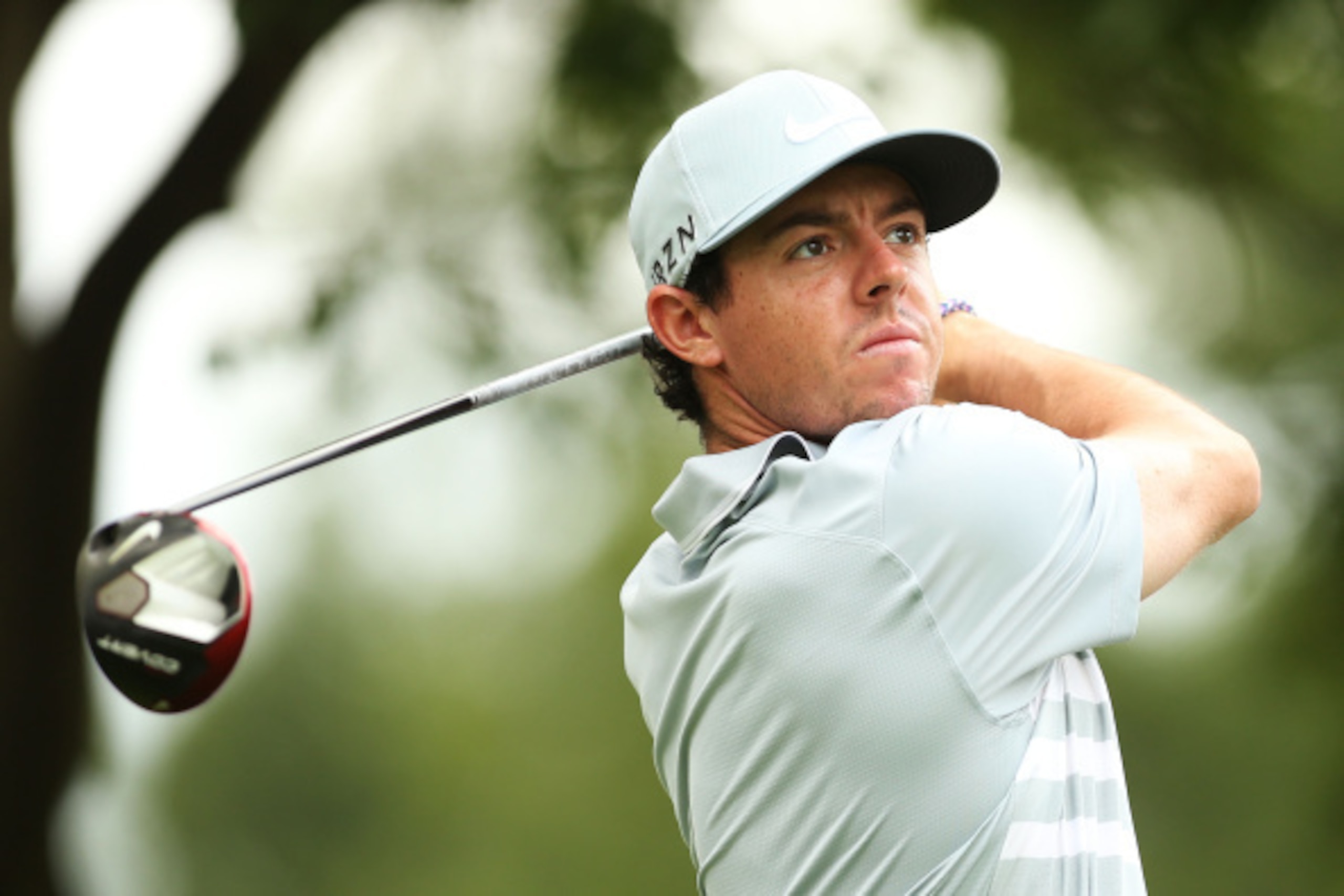 PARAMUS, NJ - AUGUST 24:  Rory McIlroy of Northern Ireland plays his shot from the 11th tee during the final round of The Barclays at The Ridgewood Country Club on August 24, 2014 in Paramus, New Jersey.  (Photo by Darren Carroll/Getty Images)