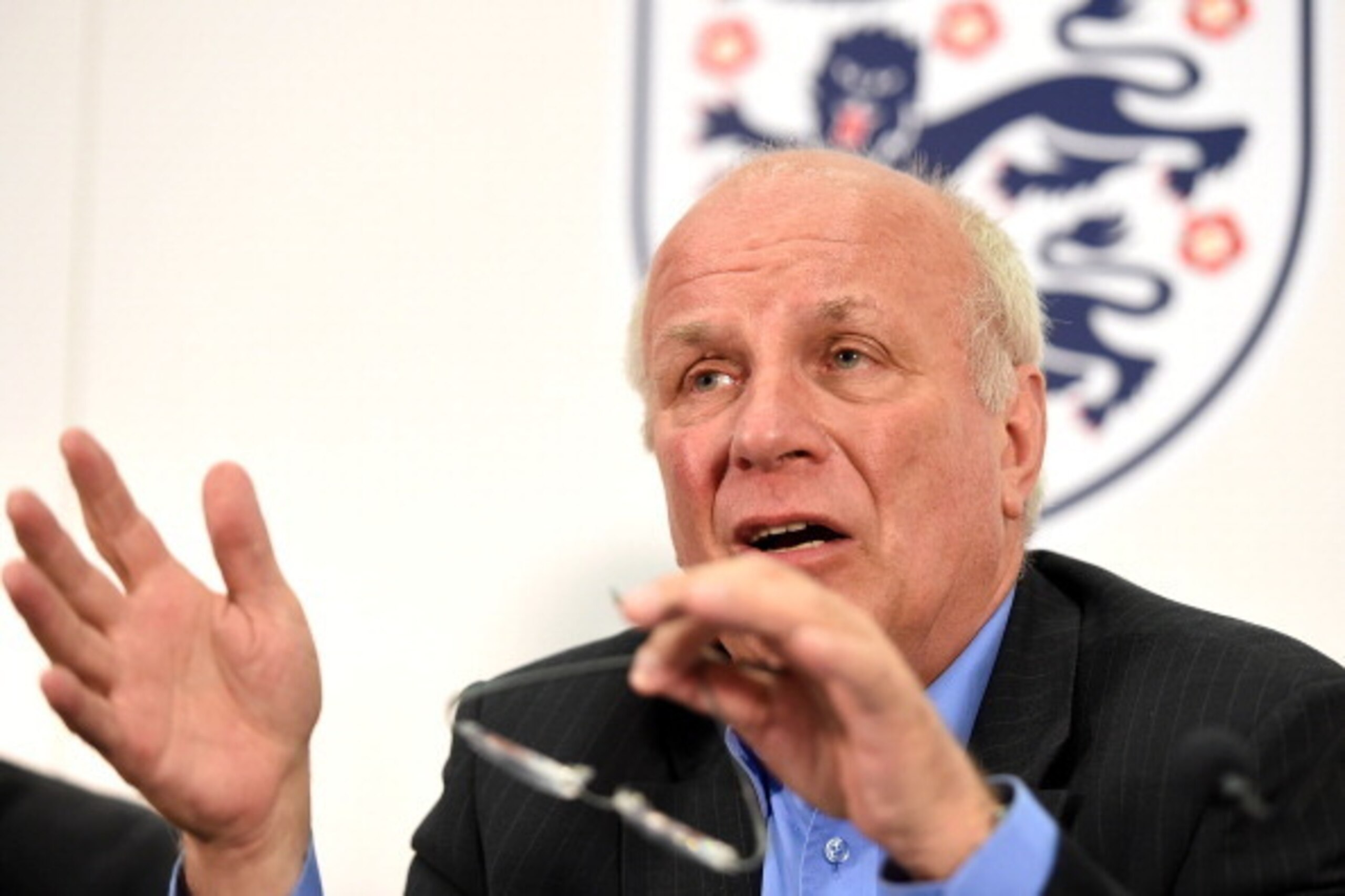 LONDON, ENGLAND - MAY 08:  FA Chairman Greg Dyke speaks during the FA Chairman's England Commission Press Conference at Wembley Stadium on May 8, 2014 in London, England.  (Photo by Tom Dulat/Getty Images)