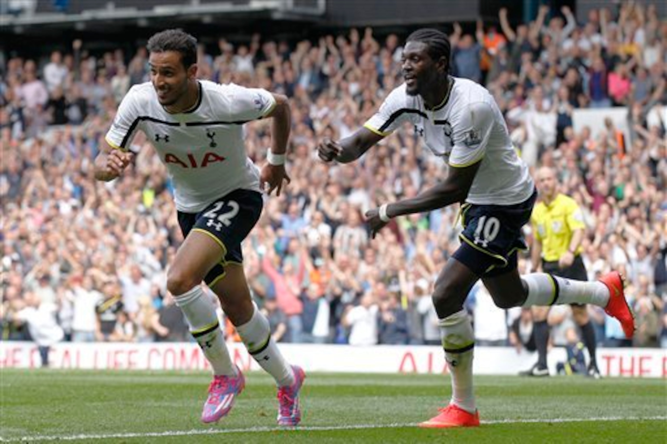 Emmanuel Adebayor set up Nacer Chadli's classy opener against QPR after fine work from Bentaleb bringing the ball forward. Emmanuel Adebayor set up Nacer Chadli's classy opener against QPR after fine work from Bentaleb bringing the ball forward.
