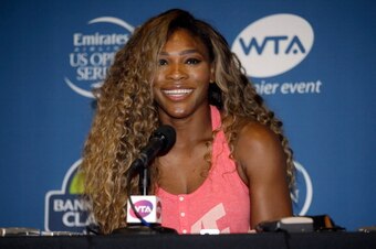 STANFORD, CA - JULY 28:  Serena Williams speaks to the media at a press conference during Day 1 of the Bank of the West Classic at the Taube Family Tennis Stadium on July 28, 2014 in Stanford, California.  (Photo by Ezra Shaw/Getty Images)