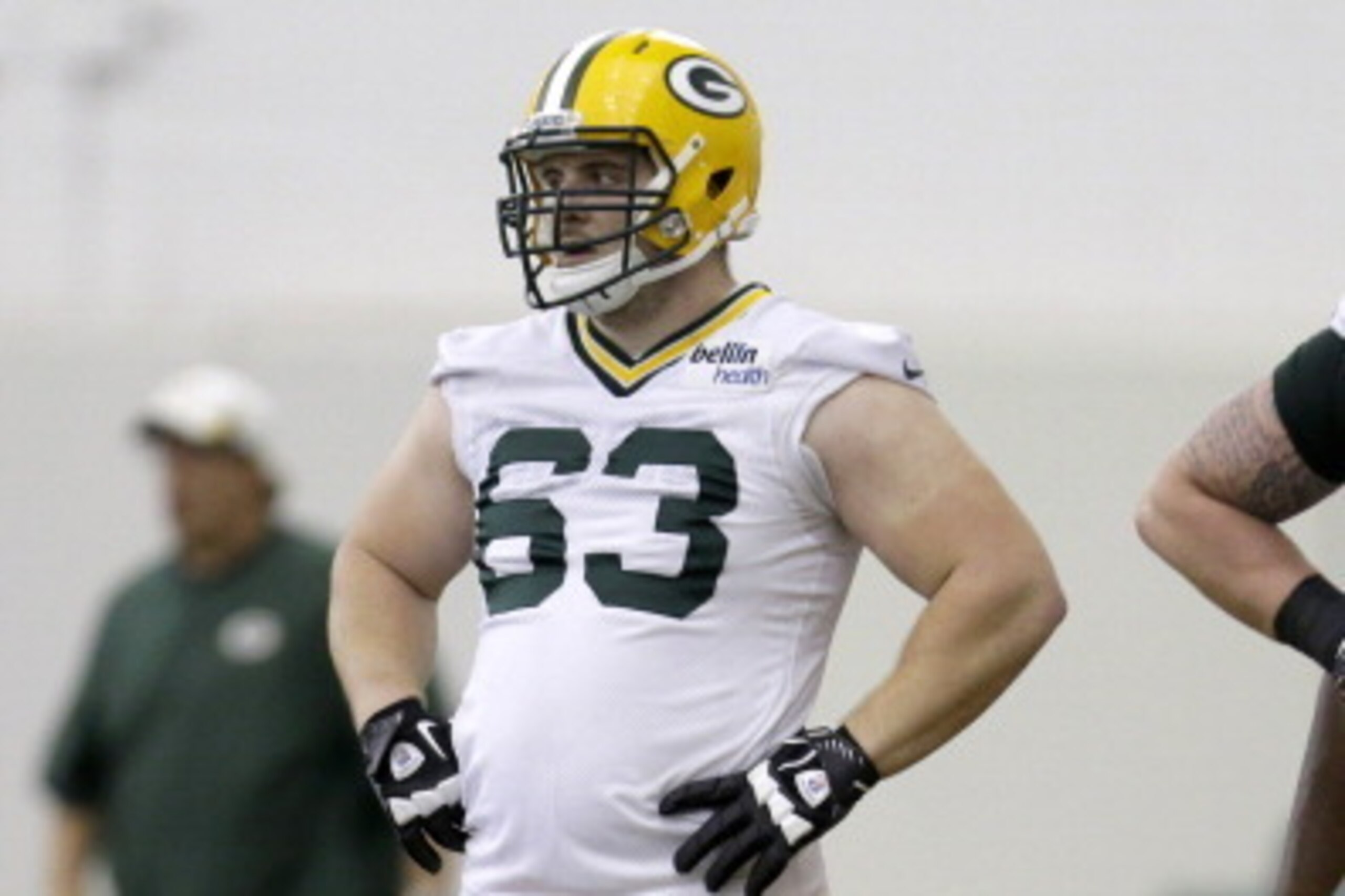 GREEN BAY, WI - MAY 16: Corey Linsley #63 of the Green Bay Packers runs through drills during rookie mini camp at Don Hudson Center on May 16, 2014 in Green Bay, Wisconsin. (Photo by Mike McGinnis/Getty Images) GREEN BAY, WI - MAY 16: Corey Linsley #63 of the Green Bay Packers runs through drills during rookie mini camp at Don Hudson Center on May 16, 2014 in Green Bay, Wisconsin. (Photo by Mike McGinnis/Getty Images)