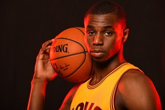 TARRYTOWN, NY - AUGUST 3:  Andrew Wiggins #21 of the Cleveland Cavaliers poses for a portrait during the 2014 NBA rookie photo shoot on August 3, 2014 at the Madison Square Garden Training Facility in Tarrytown, New York. NOTE TO USER: User expressly ackn