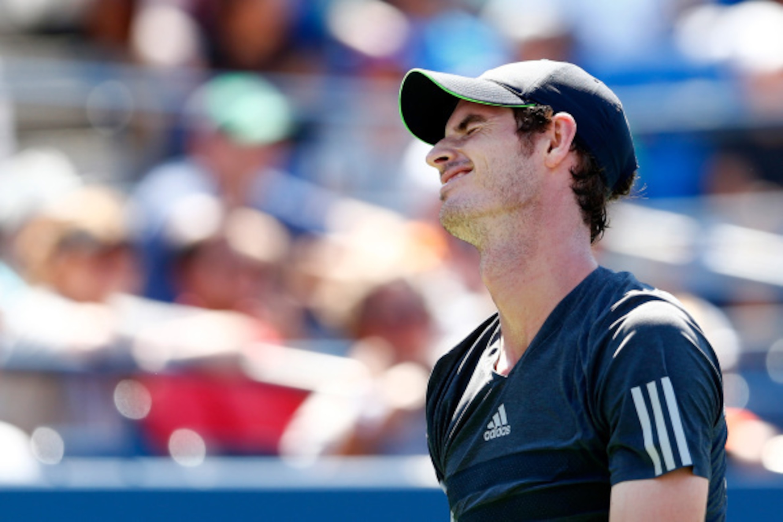 NEW YORK, NY - AUGUST 25:  Andy Murray of Great Britain reacts against Robin Haase of the Netherlands during his men's singles first round match on Day One of the 2014 US Open at the USTA Billie Jean King National Tennis Center on August 25, 2014  in the 