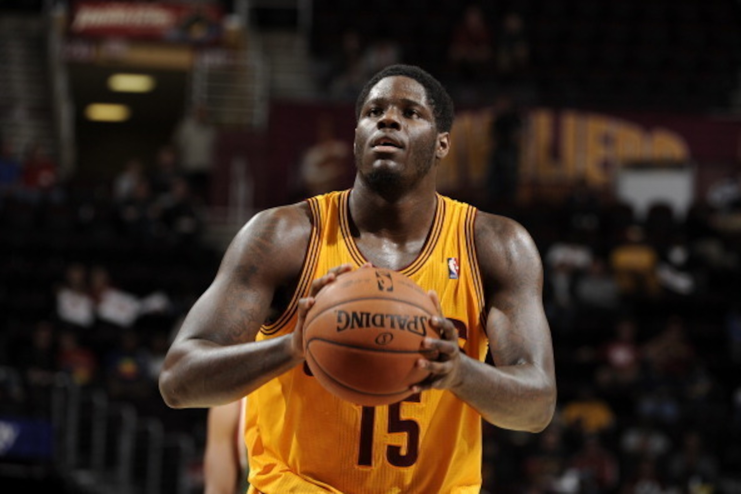 CLEVELAND, OH - OCTOBER 8:  Anthony Bennett #15 of the Cleveland Cavaliers shoots against the Milwaukee Bucks at The Quicken Loans Arena on October 8, 2013 in Cleveland, Ohio. NOTE TO USER: User expressly acknowledges and agrees that, by downloading and/o