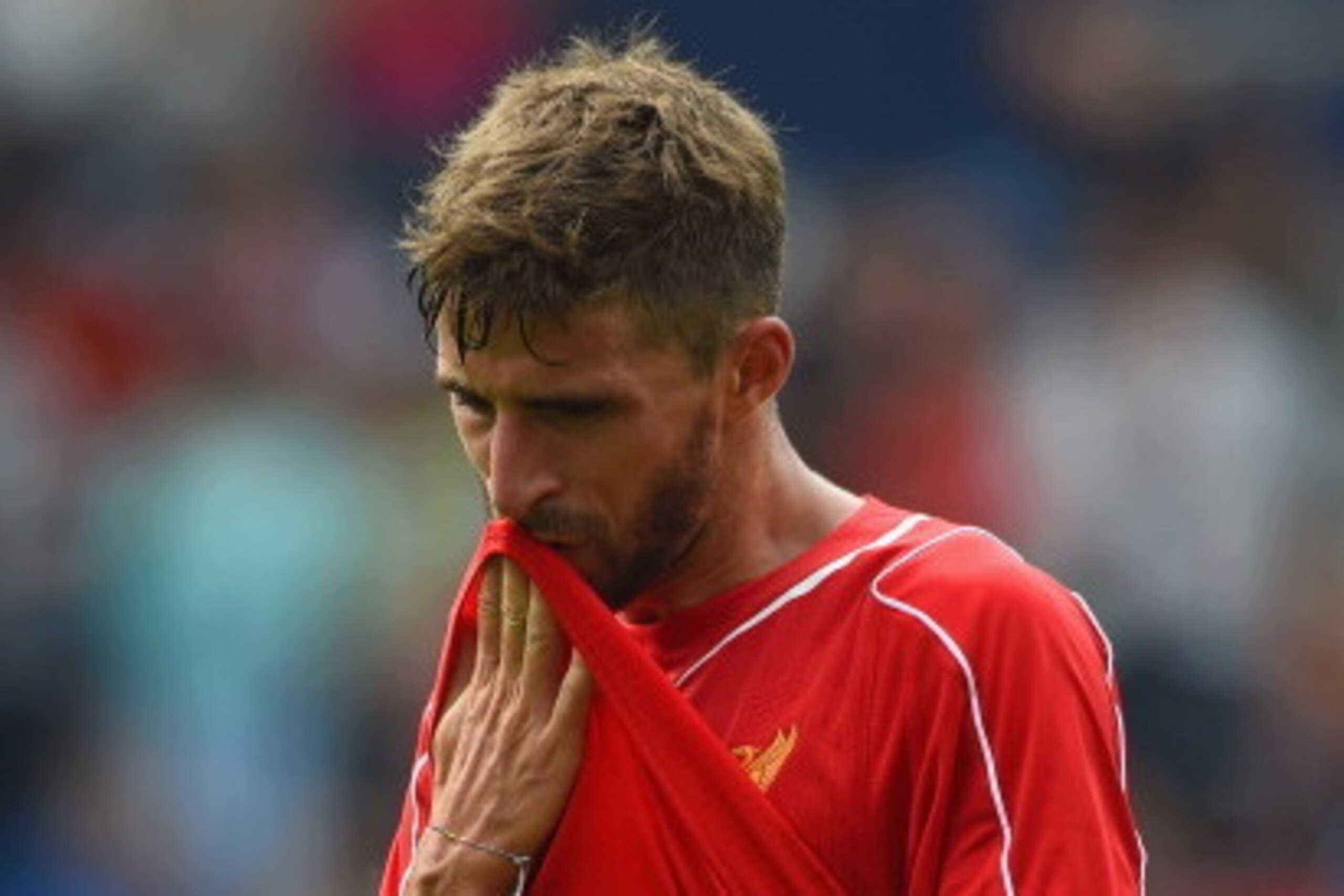 PRESTON, LANCASHIRE - JULY 19: Fabio Borini of Liverpool looks on during the pre season friendly match between Preston North End and Liverpool at Deepdale on July 19, 2014 in Preston, Lancashire.  (Photo by Michael Regan/Getty Images)