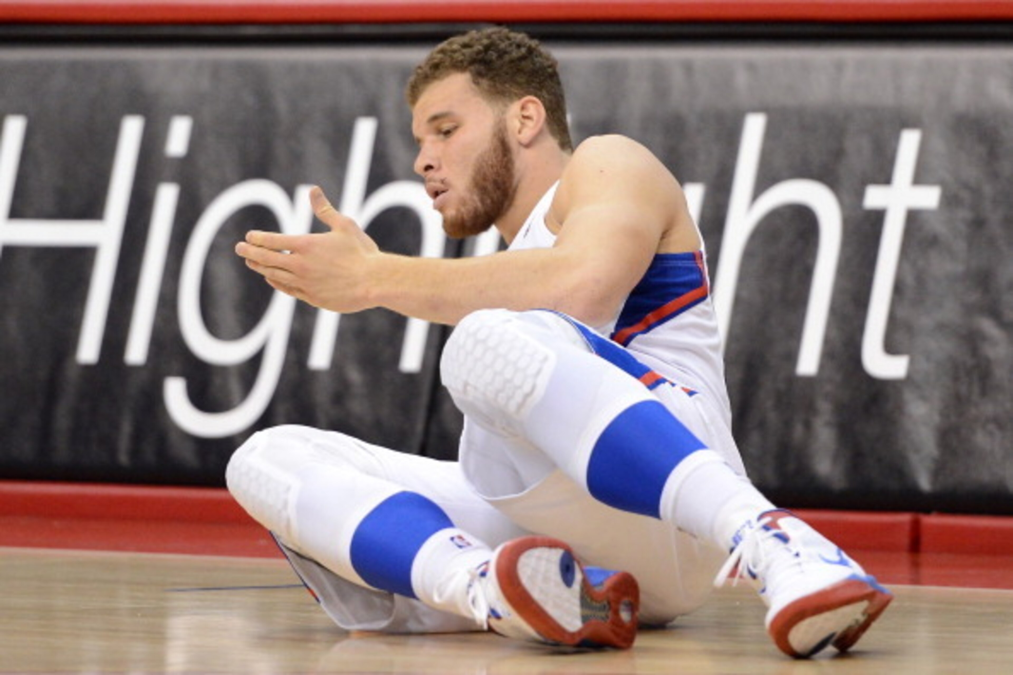 LOS ANGELES, CA - MAY 20: Blake Griffin #32 of the Los Angeles Clippers reacts after getting cut in the second quarter while taking on the San Antonio Spurs in Game Four of the Western Conference Semifinals in the 2012 NBA Playoffs on May 20, 2011 at Sta LOS ANGELES, CA - MAY 20: Blake Griffin #32 of the Los Angeles Clippers reacts after getting cut in the second quarter while taking on the San Antonio Spurs in Game Four of the Western Conference Semifinals in the 2012 NBA Playoffs on May 20, 2011 at Sta