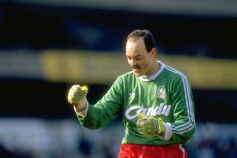 1991:  Portrait of Liverpool goalkeeper Bruce Grobbelaar during a match. \ Mandatory Credit: Ben  Radford/Allsport