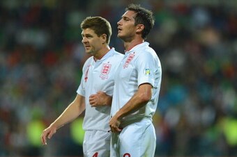 CHISINAU, MOLDOVA - SEPTEMBER 07: Steven Gerrard and Frank Lampard of England look on during the FIFA 2014 World Cup qualifier match between Moldova and England at Zimbru Stadium on September 7, 2012 in Chisinau, Moldova.  (Photo by Michael Regan/Getty Im