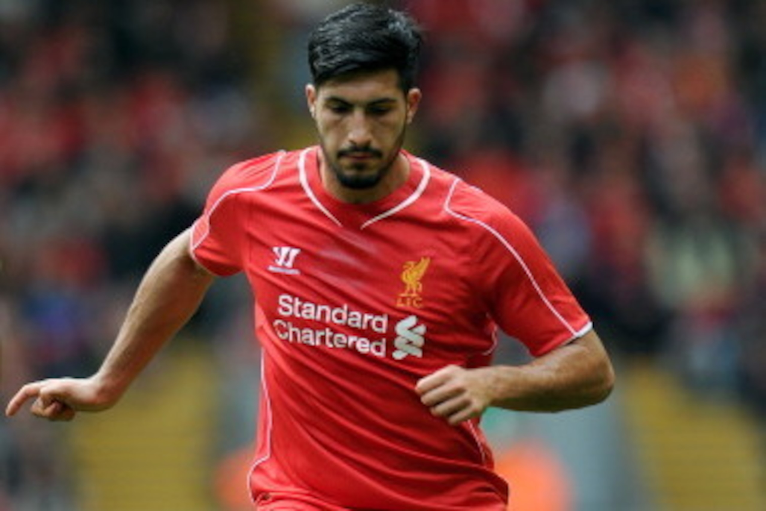 LIVERPOOL, ENGLAND - AUGUST 10:  Emre Can of Liverpool during the Pre Season Friendly match between Liverpool and Borussia Dortmund at Anfield on August 10, 2014 in Liverpool, England. (Photo by Clint Hughes/Getty Images)