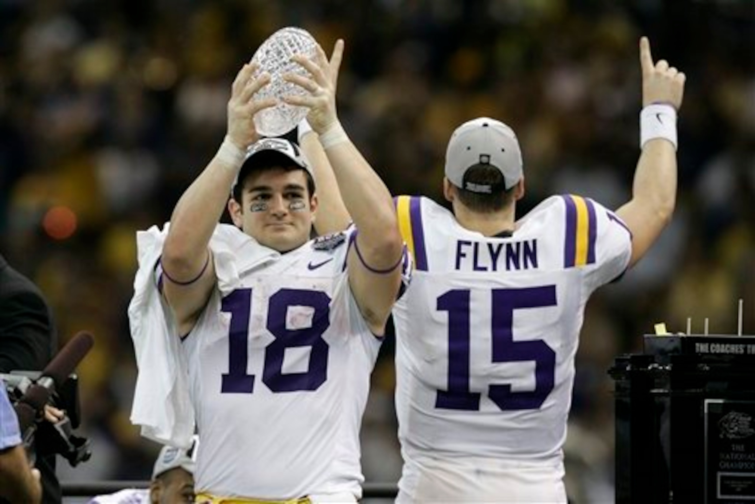 Former LSU running back Jacob Hester and quarterback Matt Flynn Former LSU running back Jacob Hester and quarterback Matt Flynn