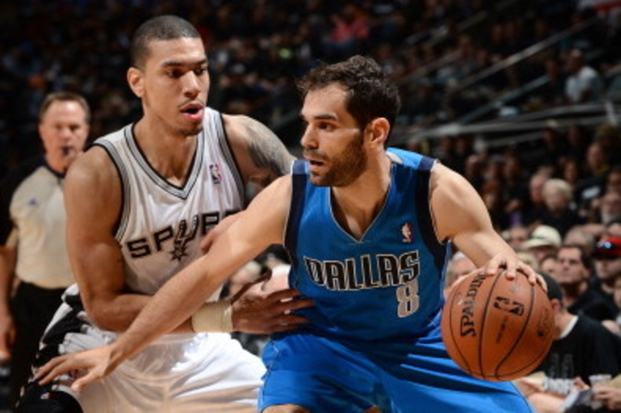 SAN ANTONIO, TX - APRIL 20: Jose Calderon #8 of the Dallas Mavericks handles the ball against the San Antonio Spurs in Game One of the Western Conference Quarterfinals during the 2014 NBA Playoffs on April 20, 2014 at the AT&T Center in San Antonio, Texas