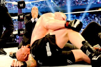 Lesnar pins Undertaker at WrestleMania 30.