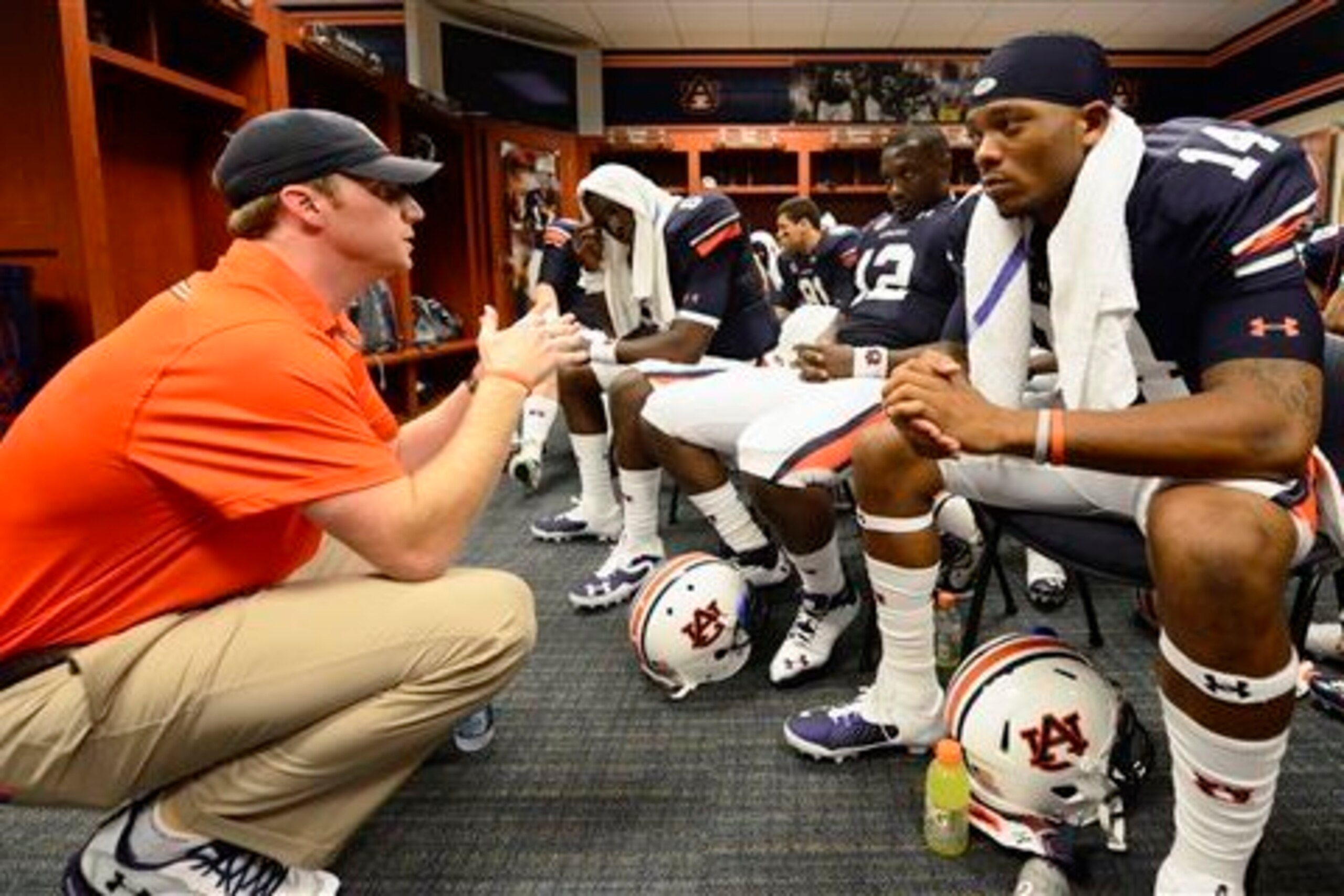 Auburn OC Rhett Lashlee (left) and QB Nick Marshall