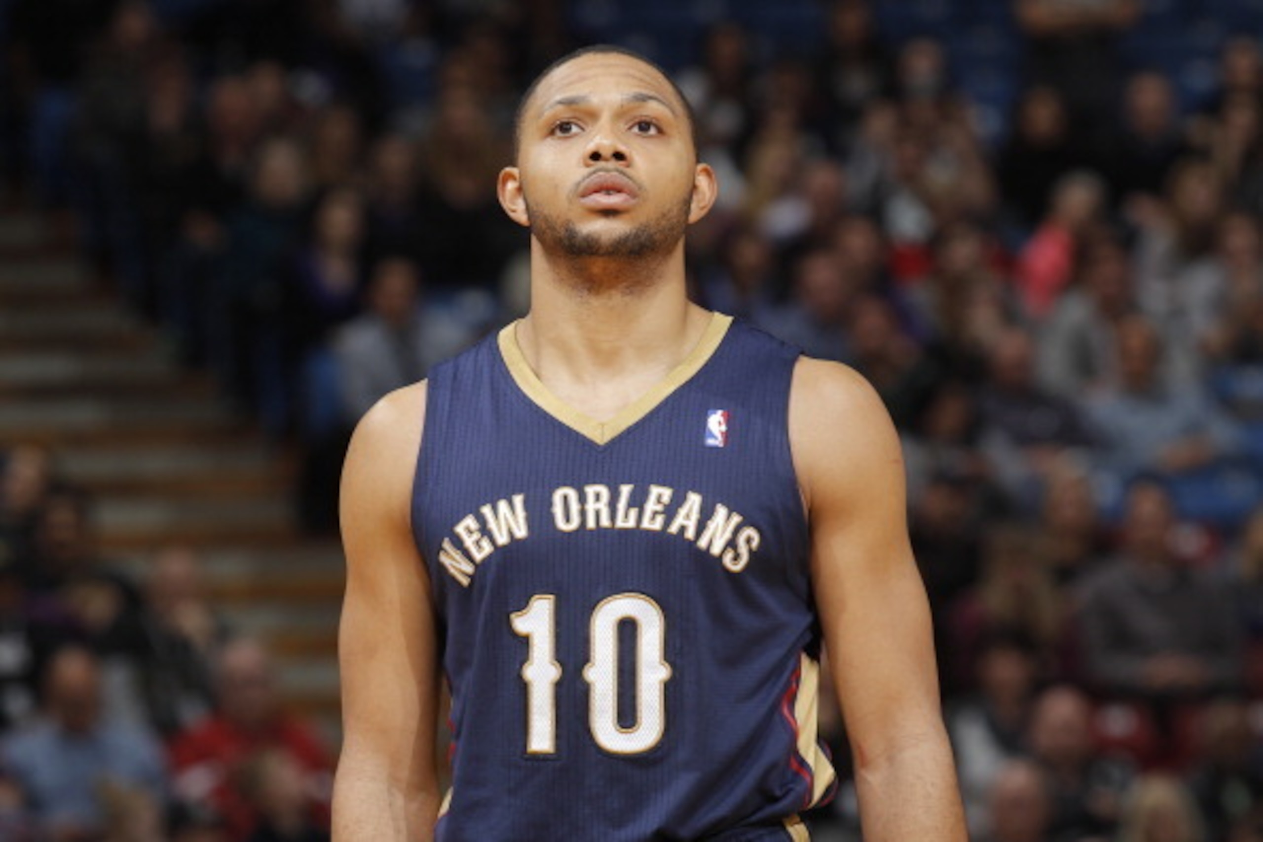 SACRAMENTO, CA - MARCH 3: Eric Gordon #10 of the New Orleans Pelicans in a game against the Sacramento Kings on March 3, 2014 at Sleep Train Arena in Sacramento, California. NOTE TO USER: User expressly acknowledges and agrees that, by downloading and or 
