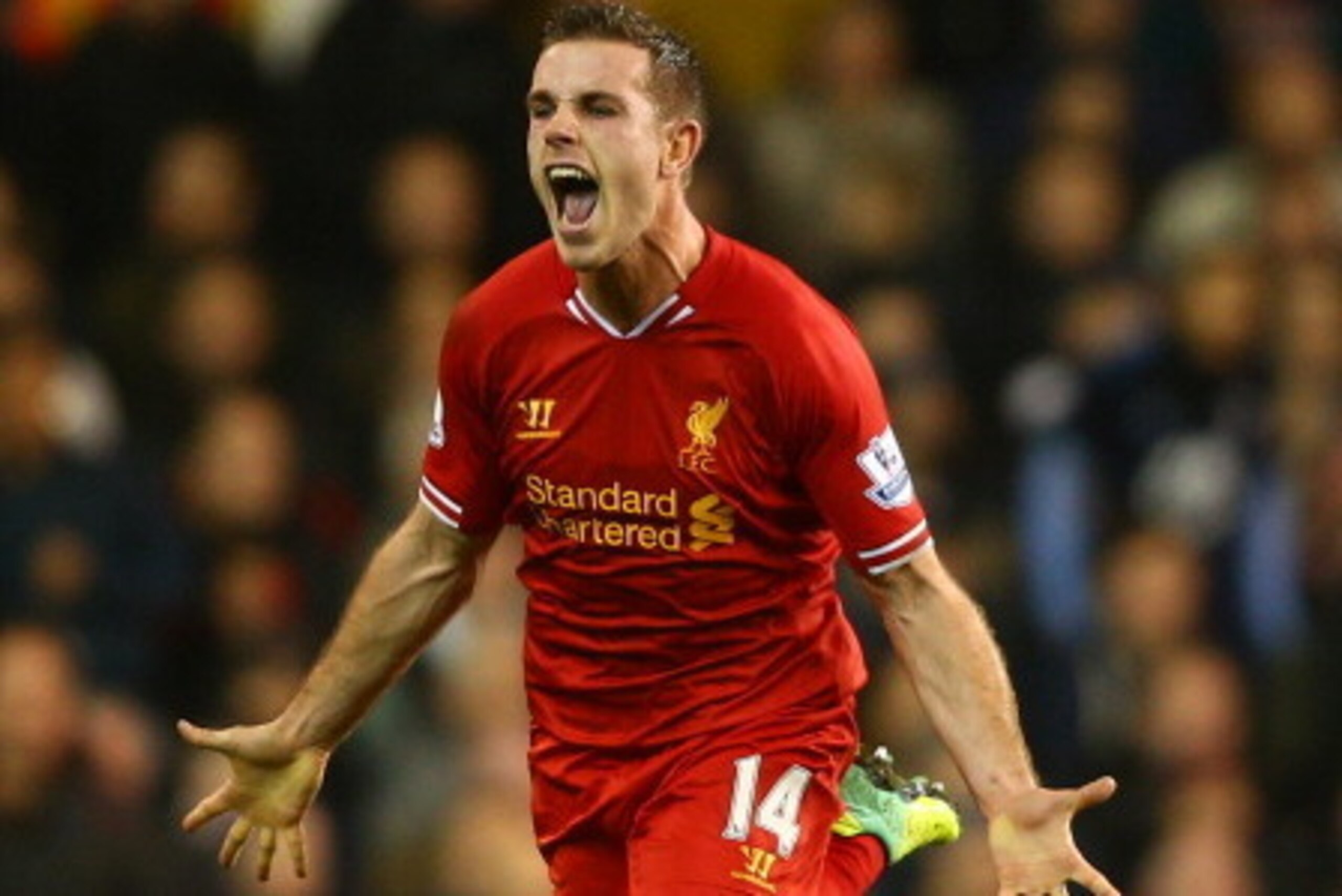 LONDON, ENGLAND - DECEMBER 15: Jordan Henderson of Liverpool celebrates scoring their second goal during the Barclays Premier League match between Tottenham Hotspur and Liverpool at White Hart Lane on December 15, 2013 in London, England. (Photo by Paul LONDON, ENGLAND - DECEMBER 15: Jordan Henderson of Liverpool celebrates scoring their second goal during the Barclays Premier League match between Tottenham Hotspur and Liverpool at White Hart Lane on December 15, 2013 in London, England. (Photo by Paul
