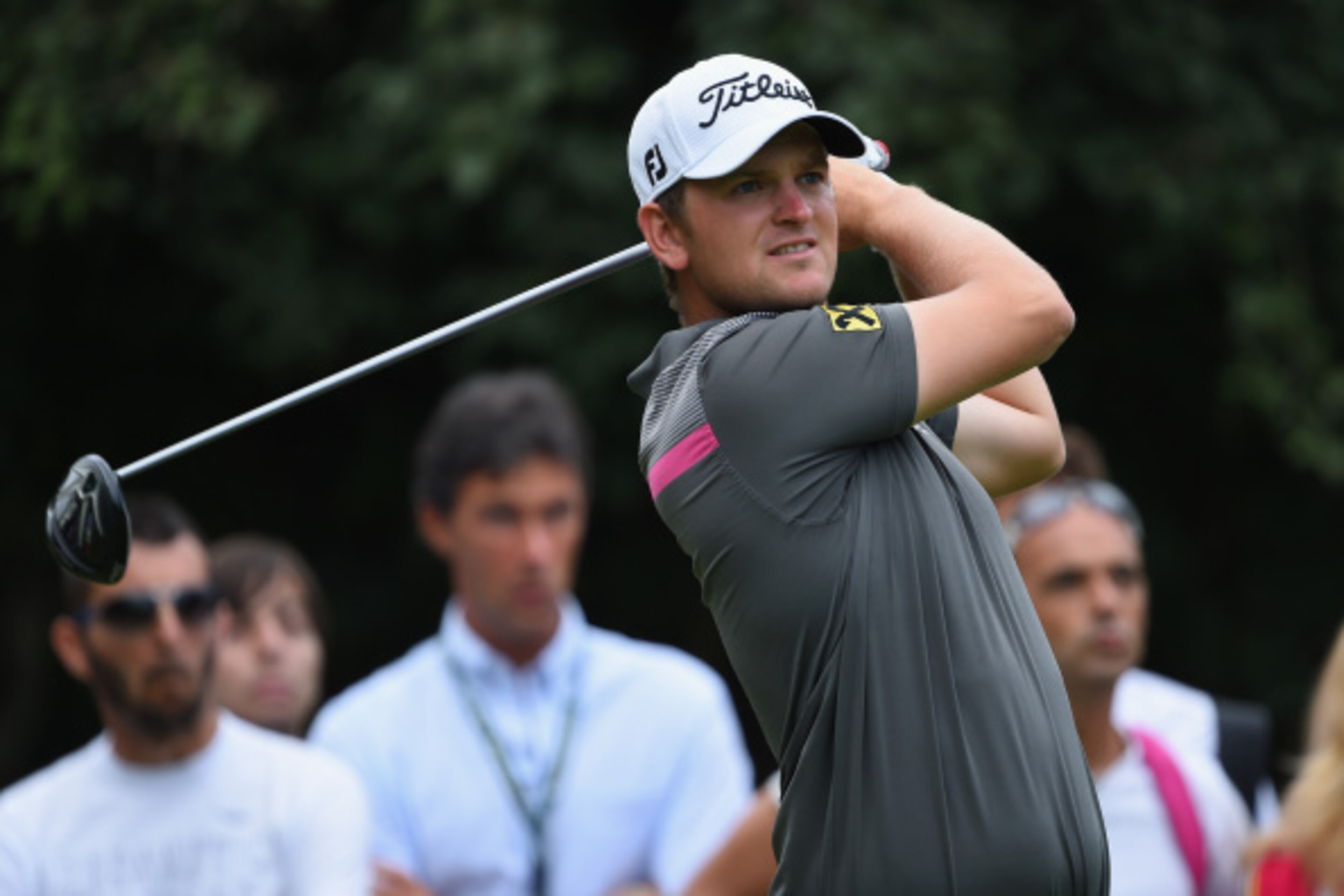 TURIN, ITALY - AUGUST 28:  Bernd Wiesberger of Austria plays a shot during the first round of the 71st Italian Open Damiani at Circolo Golf Torino on August 28, 2014 in Turin, Italy.  (Photo by Stuart Franklin/Getty Images)