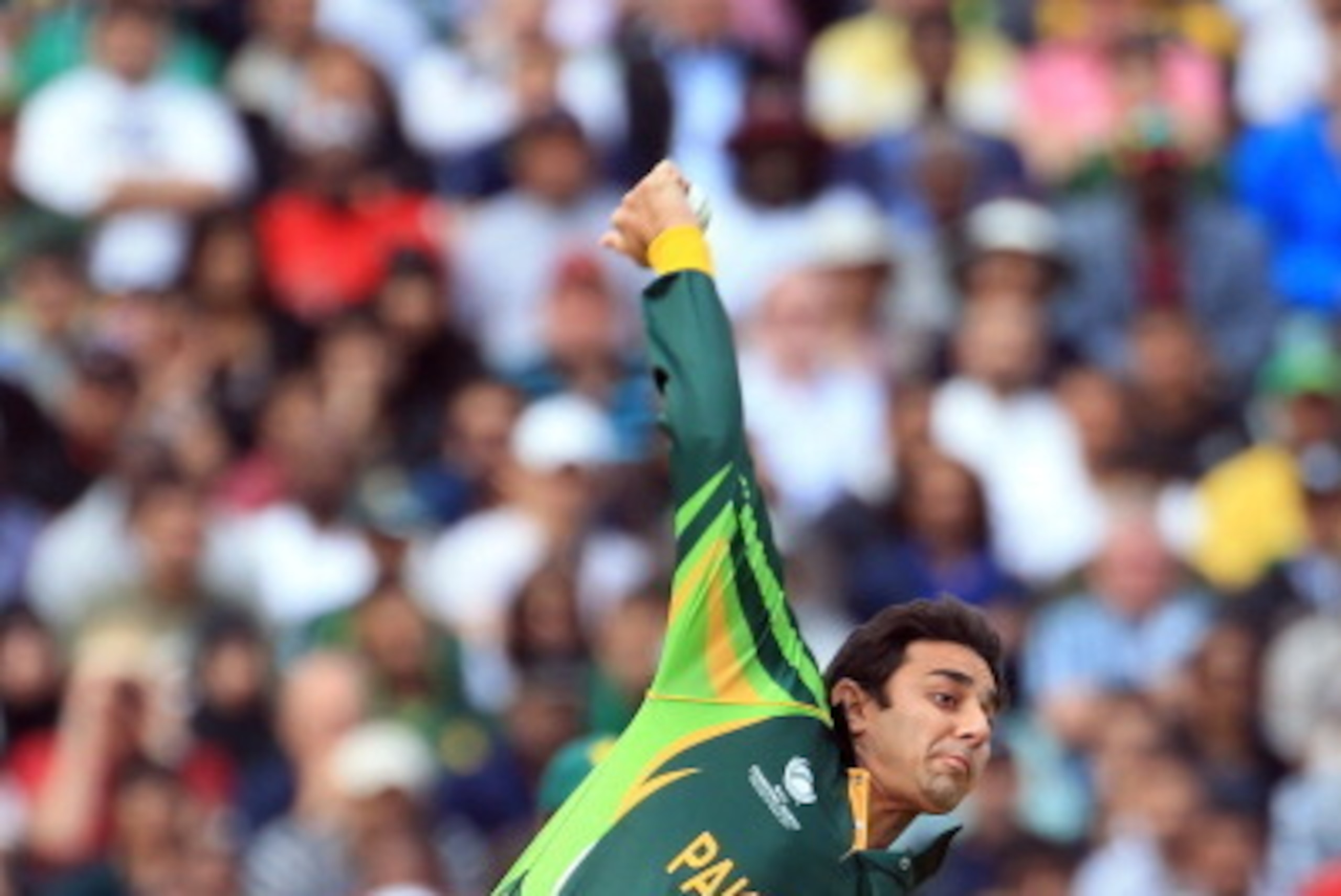 LONDON, ENGLAND - JUNE 07:  Saeed Ajmal of Pakistan bowls during the ICC Champions Trophy group B match between West Indies and Pakistan at The Oval on June 7, 2013 in London, England.  (Photo by Richard Heathcote/Getty Images)