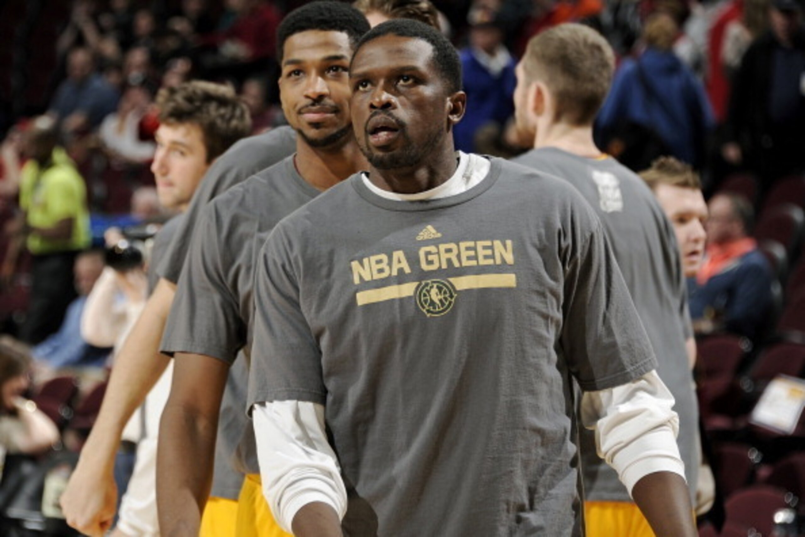 CLEVELAND, OH - APRIL 9: Luol Deng #9 of the Cleveland Cavaliers stands on the court before a game against the Detroit Pistons at The Quicken Loans Arena on April 9, 2014 in Cleveland, Ohio. NOTE TO USER: User expressly acknowledges and agrees that, by do CLEVELAND, OH - APRIL 9: Luol Deng #9 of the Cleveland Cavaliers stands on the court before a game against the Detroit Pistons at The Quicken Loans Arena on April 9, 2014 in Cleveland, Ohio. NOTE TO USER: User expressly acknowledges and agrees that, by do