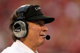 ORLANDO, FL - JANUARY 01:  Head coach Steve Spurrier of the South Carolina Gamecocks waits on the field during their game against the Wisconsin Badgers at the Capital One Bowl on January 1, 2014 in Orlando, Florida.  (Photo by Scott Halleran/Getty Images)