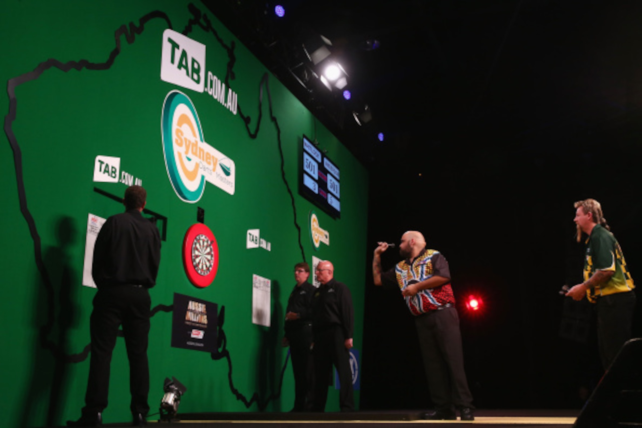 SYDNEY, AUSTRALIA - AUGUST 29:  A general view is seen as Kyle Anderson of Australia competes during his quarter-final match against Simon Whitlock of Australia during the Sydney Darts Masters at Hordern Pavilion on August 29, 2014 in Sydney, Australia.  