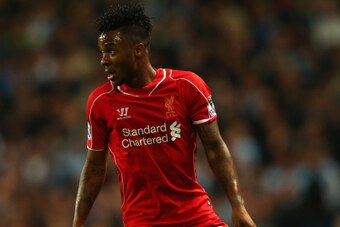 MANCHESTER, ENGLAND - AUGUST 25:  Raheem Sterling of Liverpool in action during the Barclays Premier League match between Manchester City and Liverpool at the Etihad Stadium on August 25, 2014 in Manchester, England.  (Photo by Clive Brunskill/Getty Image