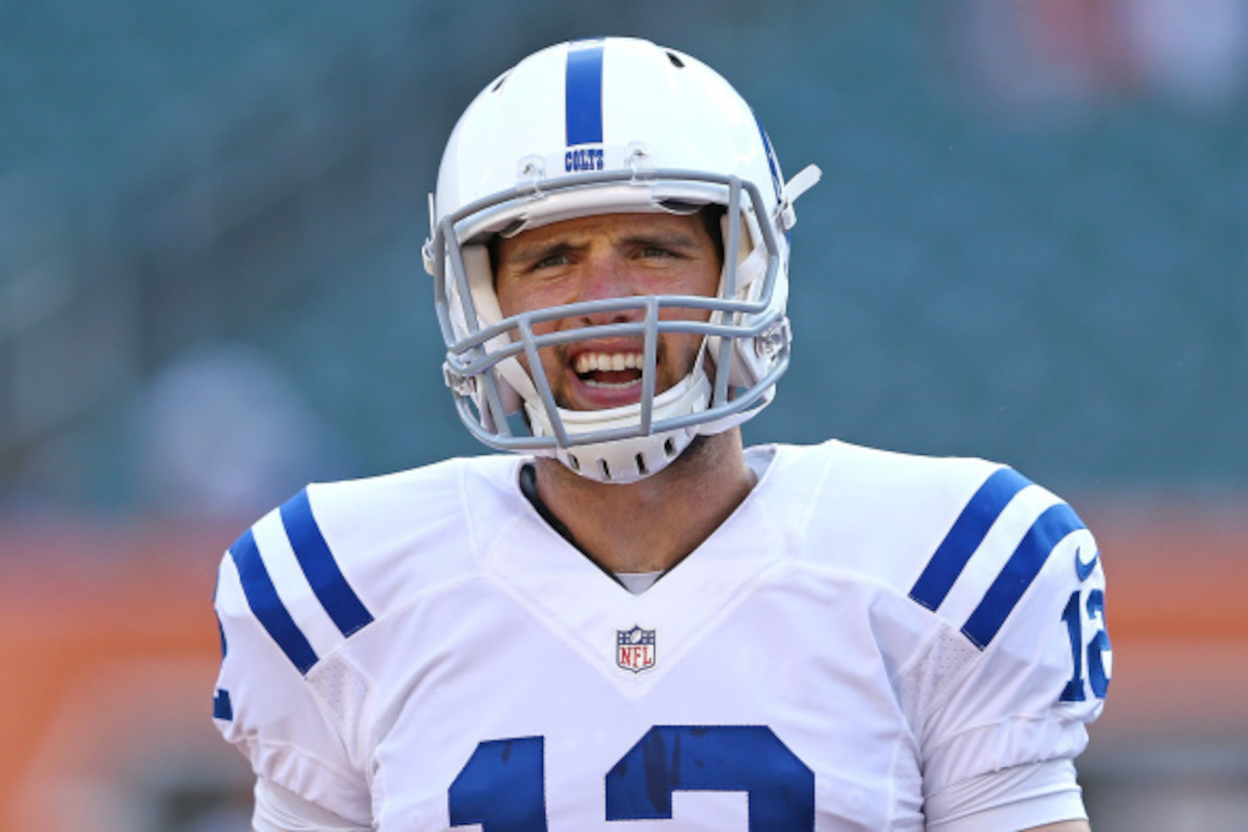 CINCINNATI, OH - AUGUST 28:  Andrew Luck #12 of the Indianapolis Colts warms up prior to the start of the game against the Cincinnati Bengals at Paul Brown Stadium on August 28, 2014 in Cincinnati, Ohio. (Photo by Andy Lyons/Getty Images)