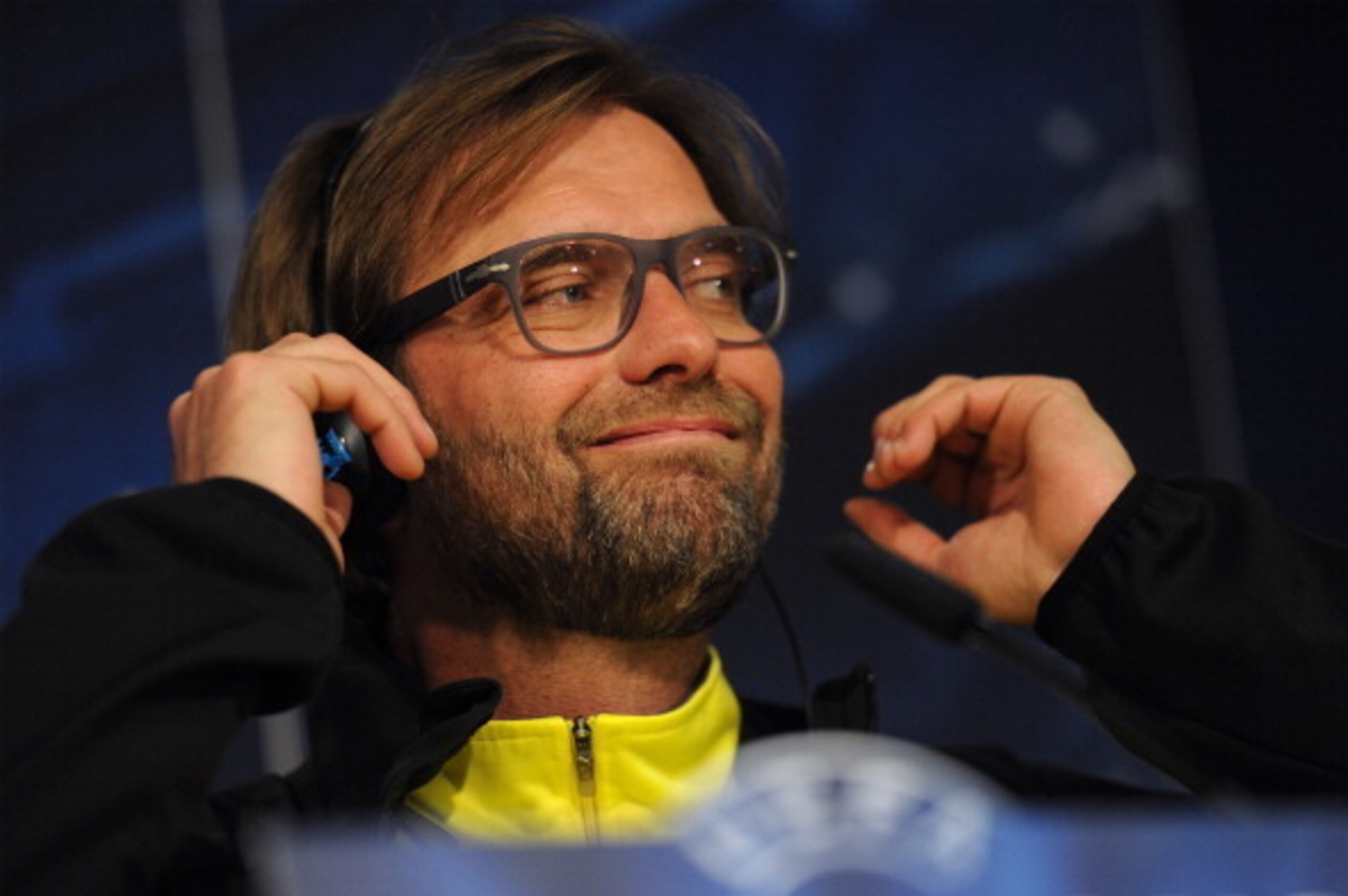 MADRID, SPAIN - APRIL 01:  Head coach Juergen Klopp of Borussia Dortmund gives a press conference at Santiago Bernabeu stadium ahead of the UEFA Champions League quarter-final match between Real Madrid and Borussia Dortmund on April 1, 2014 in Madrid, Spa