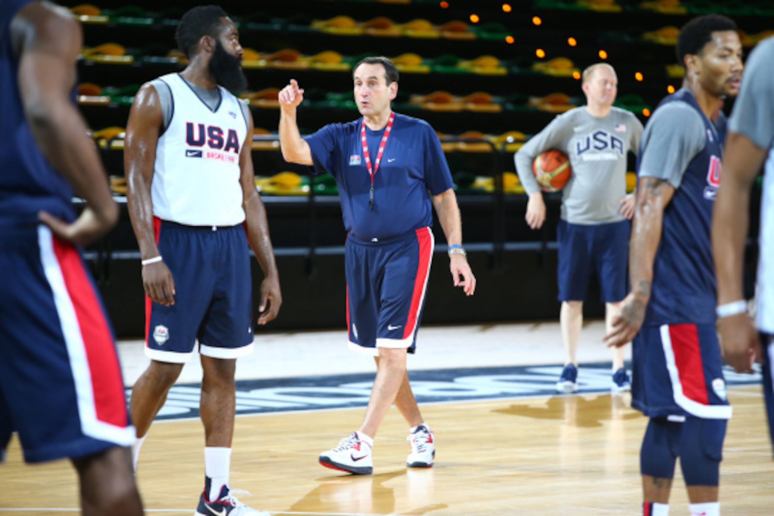 BILBAO, SPAIN - AUGUST 29:  Head Coach Mike Krzyzewski of the USA Basketball Men's National Team during a practice for the FIBA World Cup at Bilbao Arena on August 29, 2014 in Bilbao, Spain.  NOTE TO USER: User expressly acknowledges and agrees that, by d