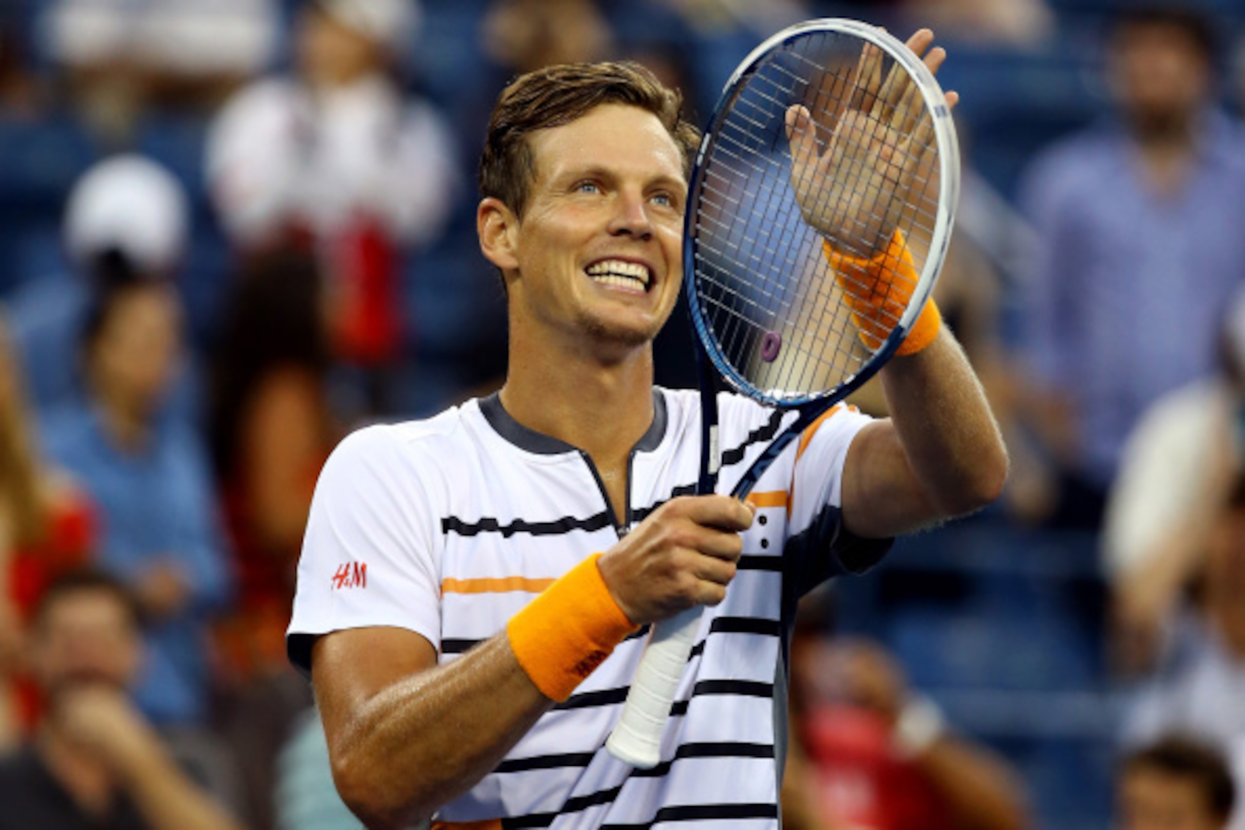 NEW YORK, NY - AUGUST 29:  Tomas Berdych of the Czech Republic celebrates match point against Martin Klizan of Slovakia after their men's singles second round on Day Five of the 2014 US Open at the USTA Billie Jean King National Tennis Center on August 29