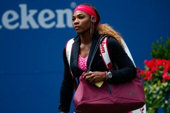 NEW YORK, NY - AUGUST 28:  Serena Williams of the United States walks onto the court before playing against Vania King of the United States during their women's singles second round match on Day Four of the 2014 US Open at the USTA Billie Jean King Nation