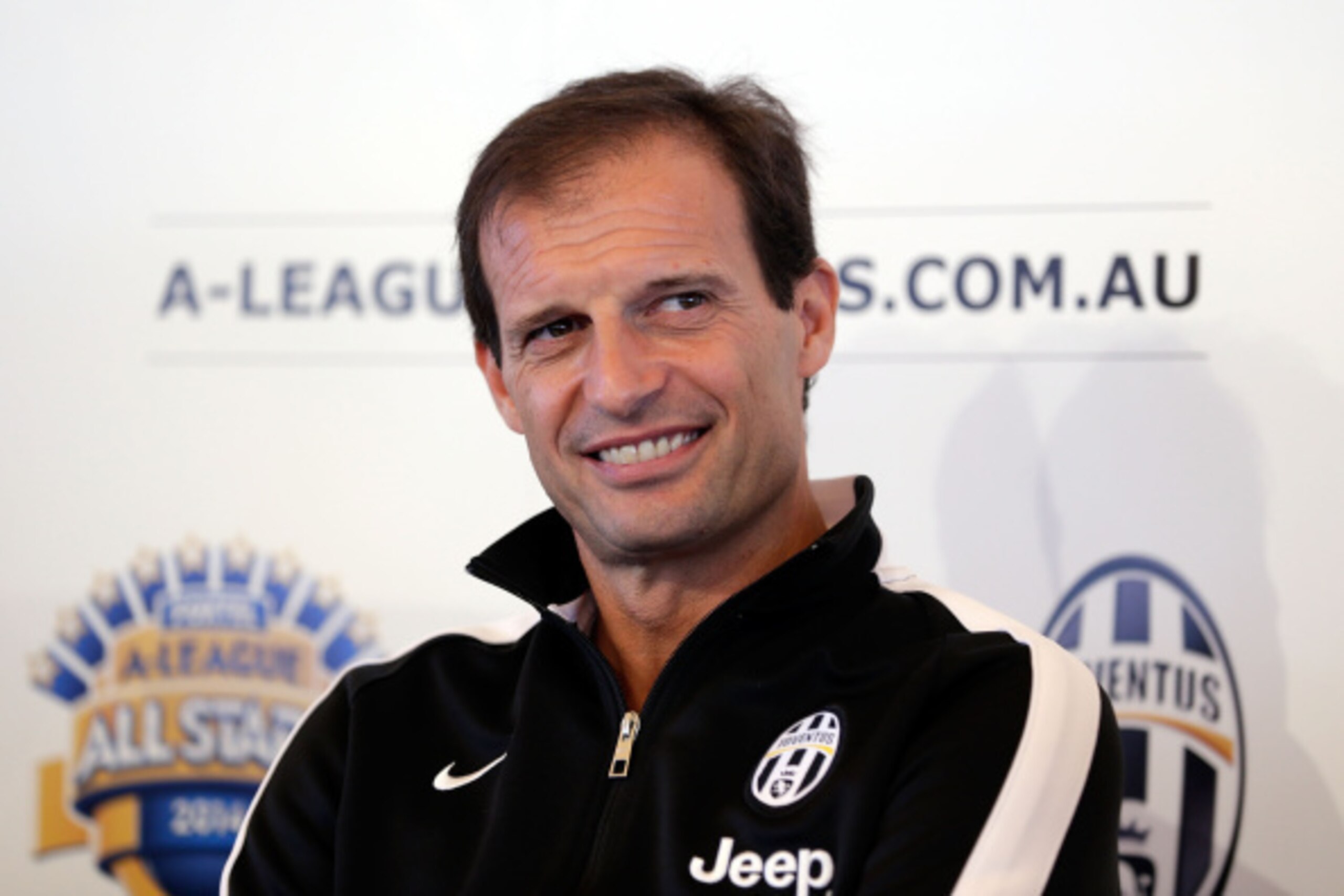 SYDNEY, AUSTRALIA - AUGUST 08:  Juventus Coach Massimiliano Allegri speaks to the media during the Juventus media conference at Sydney Opera House on August 8, 2014 in Sydney, Australia.  (Photo by Mark Metcalfe/Getty Images)