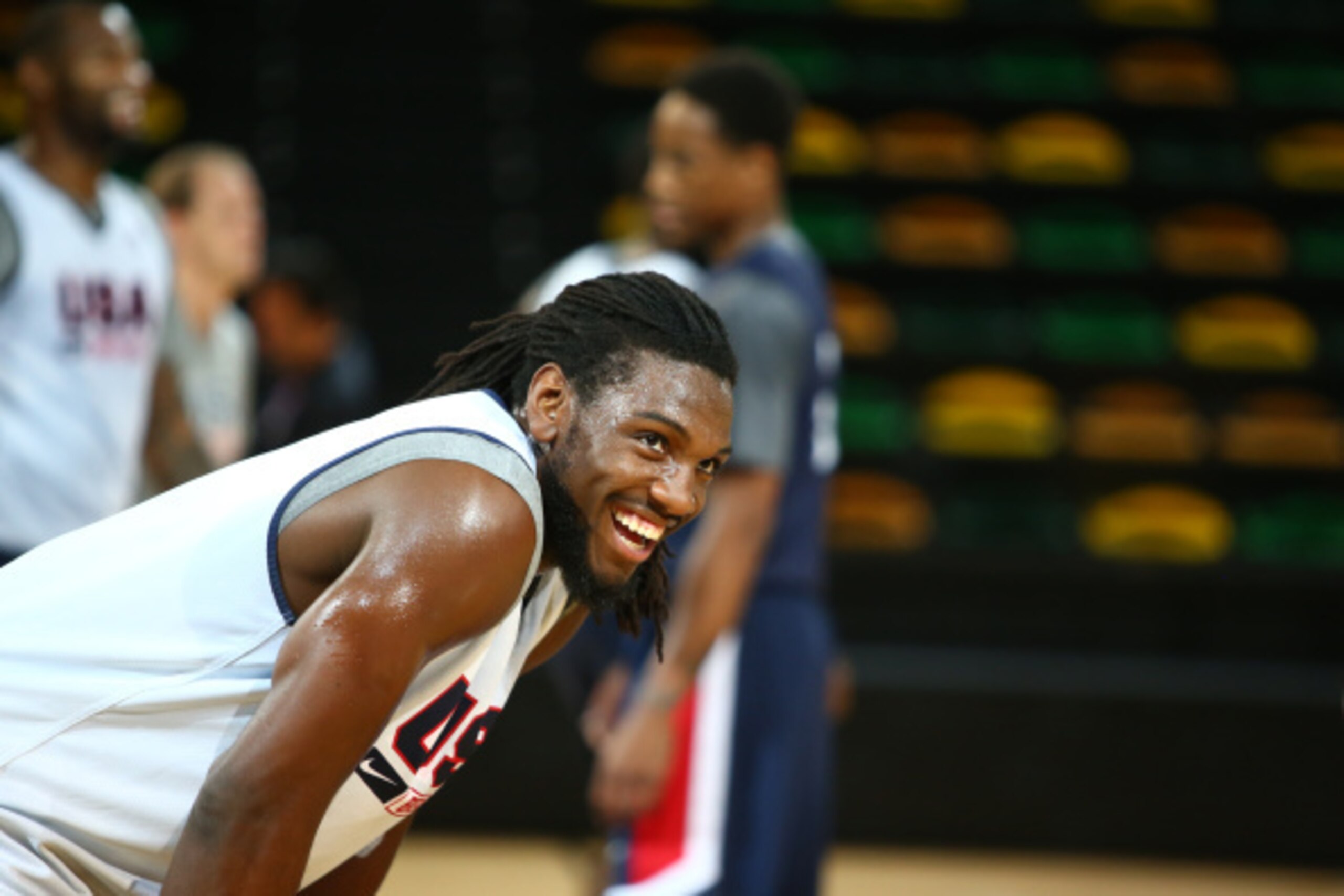 BILBAO, SPAIN - AUGUST 29:  Kenneth Faried #18 of the USA Basketball Men's National Team during a practice for the FIBA World Cup at Bilbao Arena on August 29, 2014 in Bilbao, Spain.  NOTE TO USER: User expressly acknowledges and agrees that, by downloadi
