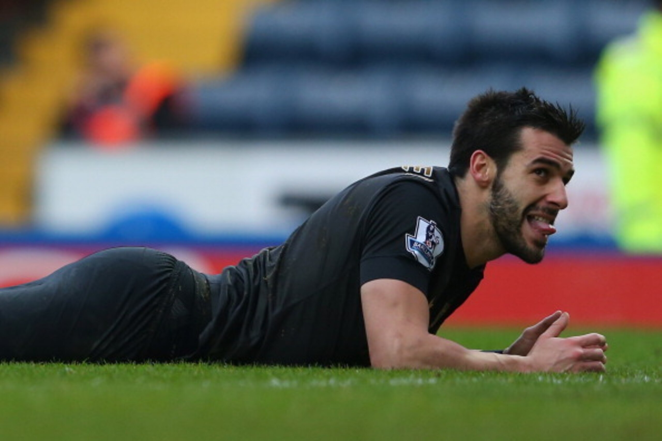 BLACKBURN, ENGLAND - JANUARY 04:  Alvaro Negredo of Manchester City looks on after missing a goalscoring chance during the Budweiser FA Cup third round match between Blackburn Rovers and Manchester City at Ewood Park on January 4, 2014 in Blackburn, Engla