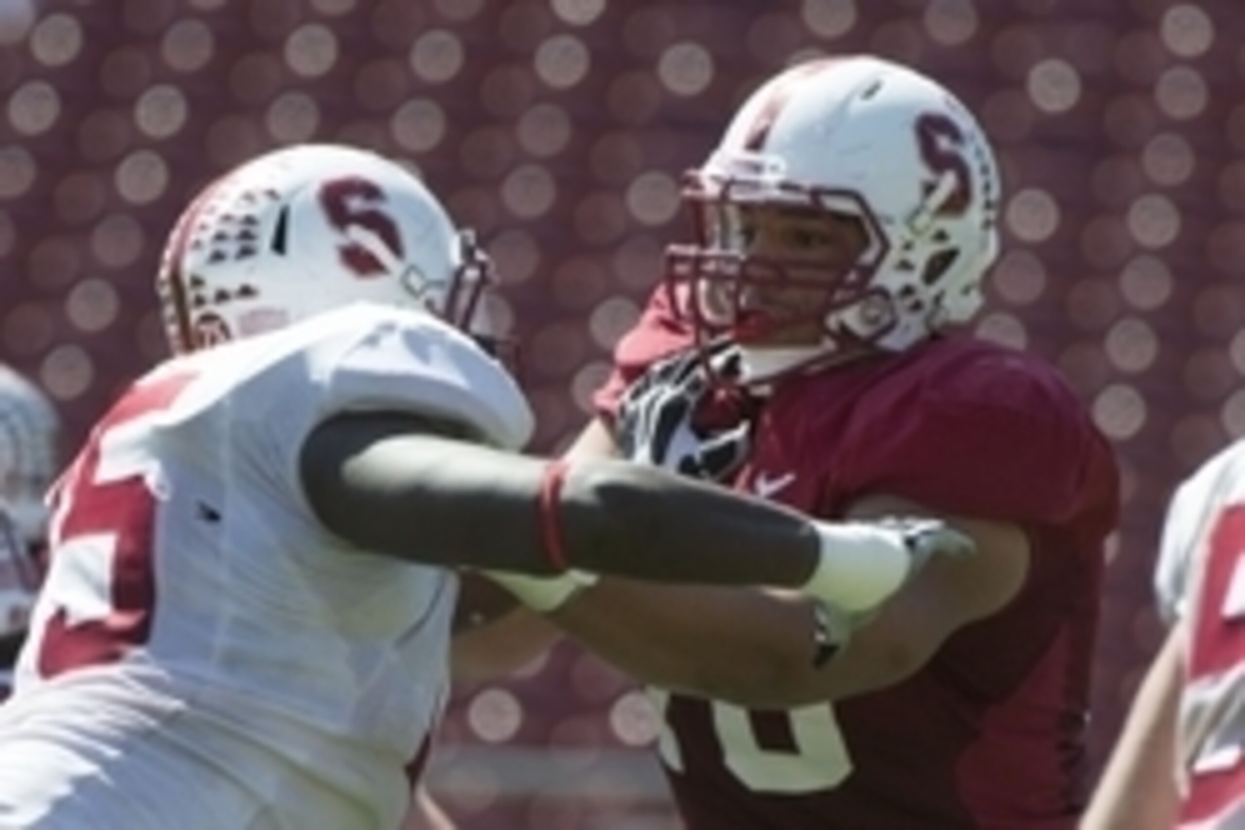 April 12, 2014; Stanford, CA, USA; Stanford Cardinal offensive tackle Andrus Peat (70) blocks during the spring game at Stanford Stadium. Mandatory Credit: Kyle Terada-USA TODAY Sports
