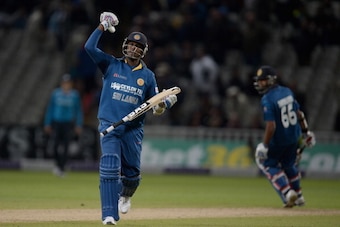 BIRMINGHAM, ENGLAND - JUNE 03:  Sri Lanka captain Angelo Mathews celebrates winning the Royal London One Day International match between England and Sri Lanka at Edgbaston on June 3, 2014 in Birmingham, England.  (Photo by Gareth Copley/Getty Images)