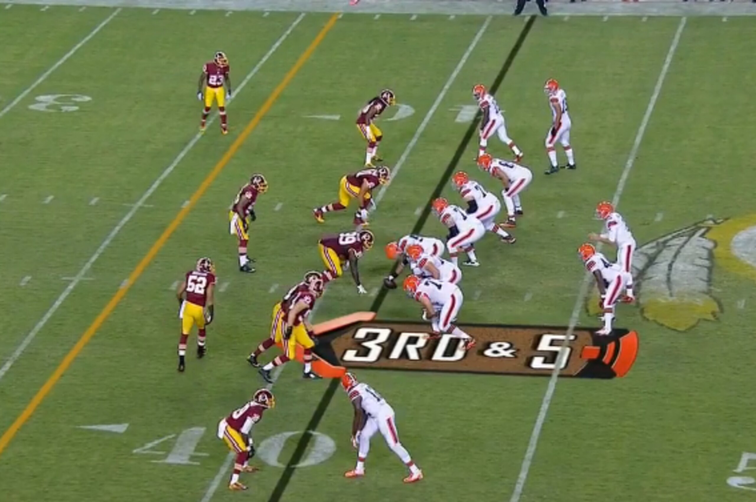 Murphy (93) helps create an overload for Washington's pass rush.