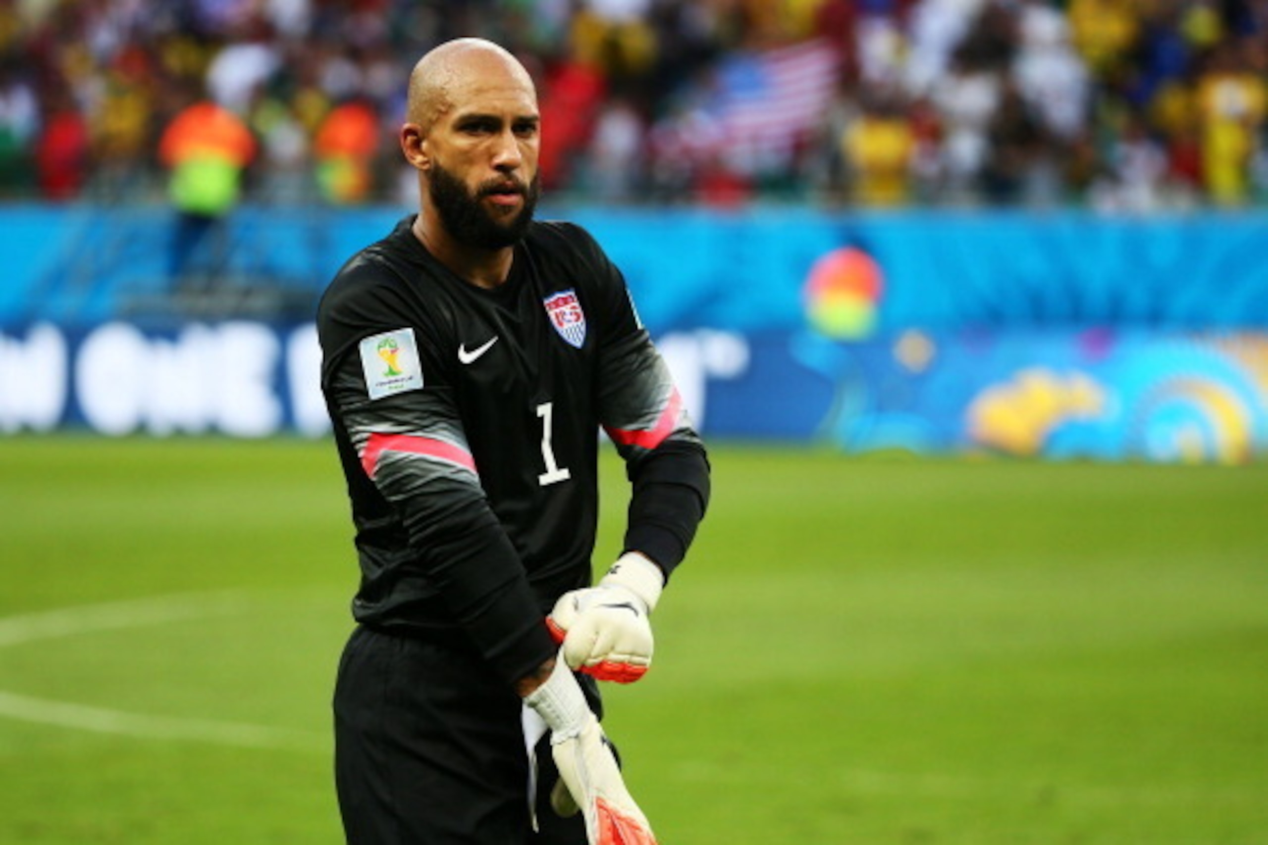 SALVADOR, BRAZIL - JULY 01: Tim Howard of the United States in action during the 2014 FIFA World Cup Brazil Round of 16 match between Belgium and the United States at Arena Fonte Nova on July 1, 2014 in Salvador, Brazil. (Photo by Kevin C. Cox/Getty Ima SALVADOR, BRAZIL - JULY 01: Tim Howard of the United States in action during the 2014 FIFA World Cup Brazil Round of 16 match between Belgium and the United States at Arena Fonte Nova on July 1, 2014 in Salvador, Brazil. (Photo by Kevin C. Cox/Getty Ima