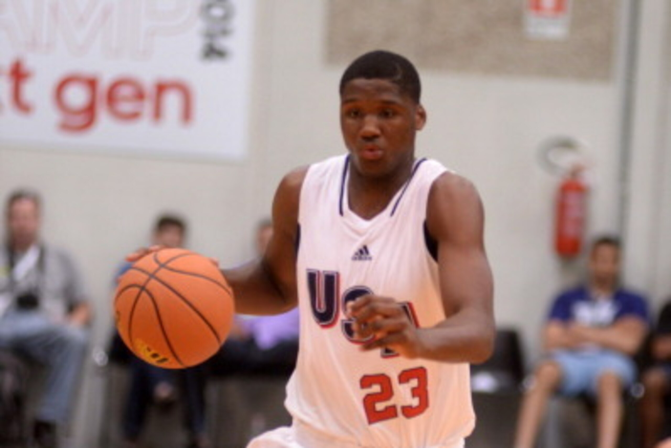 TREVISO, ITALY - JUNE 09:  Carlton Bragg of team USA in action during adidas Eurocamp day three at La Ghirada sports center on June 9, 2014 in Treviso, Italy.  (Photo by Roberto Serra/Iguana Press/Getty Images)